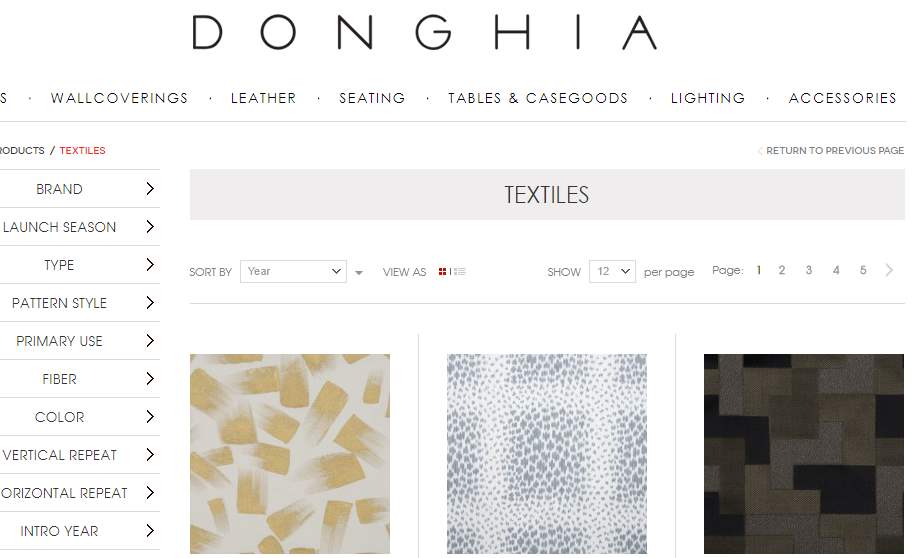 Homepage Dekostoffe von Donghia